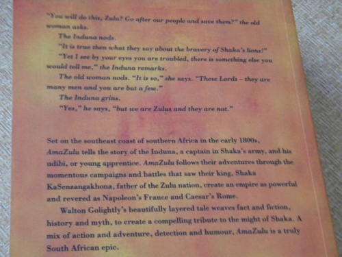 AMAZULU  by Walton Golightly (In time of Shaka KaSenzangakhona, King of Kings)  (NOVEL)