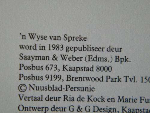 `N WYSE VAN SPREKE  Die ontstaan van die pers in Suid-Afrika  deur Wessel de Kock