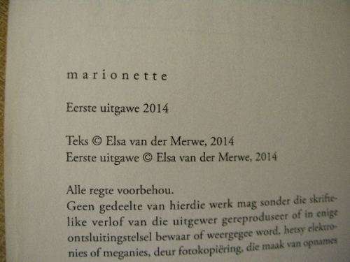 MARIONETTE  deur Elsa van der Merwe