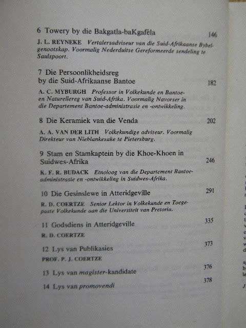 ETNOGRAFIESE STUDIES IN SUIDELIKE AFRIKA  Redakteurs: J.F. Eloff  en  R.D. Coertze