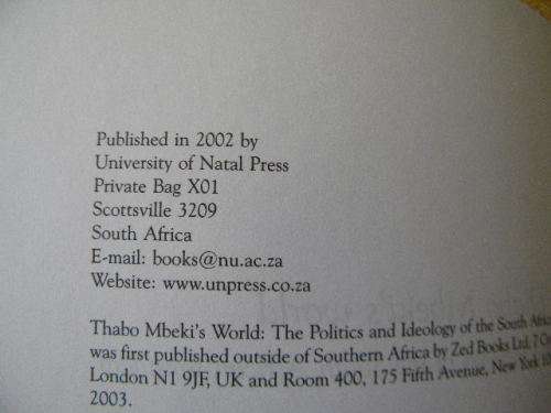 THABO MBEKI`S WORLD  by Sean Jacobs and Richard Calland
