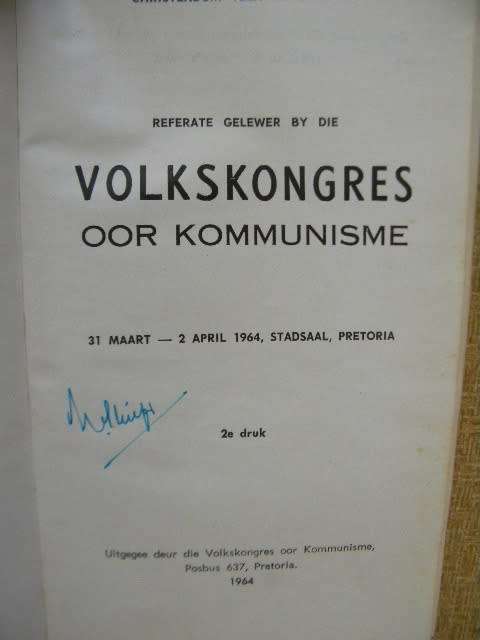 VOLKSKONGRES OOR KOMMUNISME  31 Maart - 2 April 1964  Pretoria
