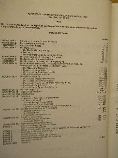 CONSTITUTION OF RSA / GRONDWET VAN RSA, 1993
