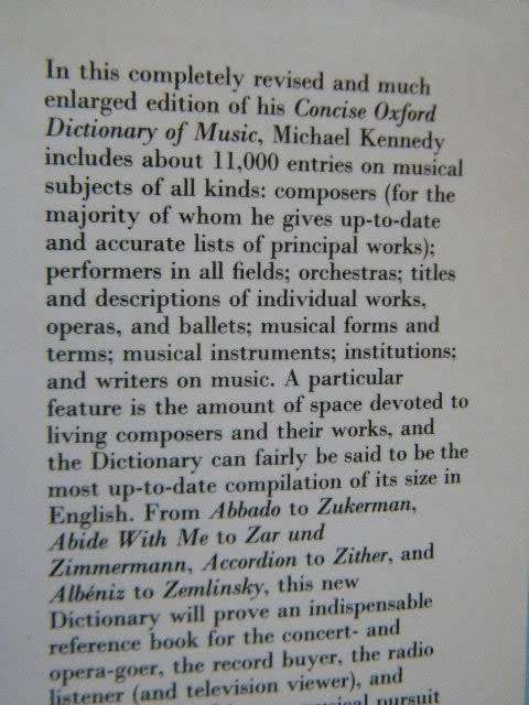 THE OXFORD DICTIONARY OF MUSIC by Michael Kennedy