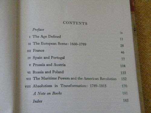 THE AGE OF ABSOLUTISM  1660 - 1815  by Max Beloff