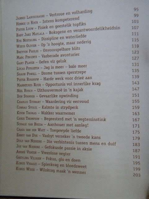 LEWENSLESSE VAN SPORT  Voorwoord: Fanie de Villiers  o.a Gary Player, Okkert Brits