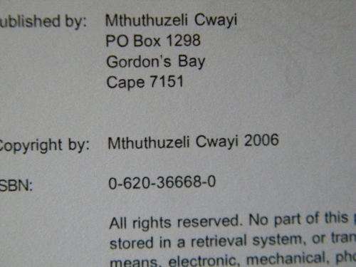 MY LIFE  - a blessing in disguise  by Mthuthuzeli Cwayi  (SIGNED)