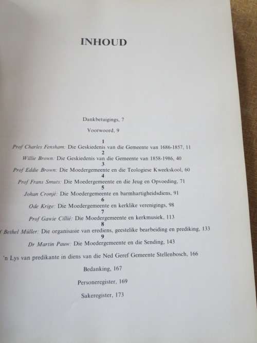 DRIE EEUE VAN GENADE NG Gemeente  Stellenbosch 1686-1986  deur Prof F C Fensham