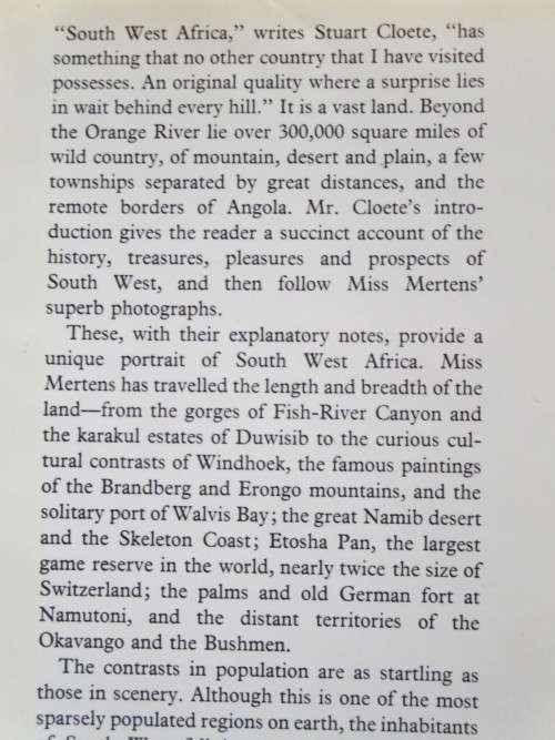 SOUTH WEST AFRICA  by Alice Mertens  Introduction: Stuart Cloete