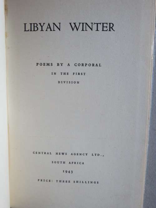 LIBYAN WINTER  Poems by a Corporal in the First Division