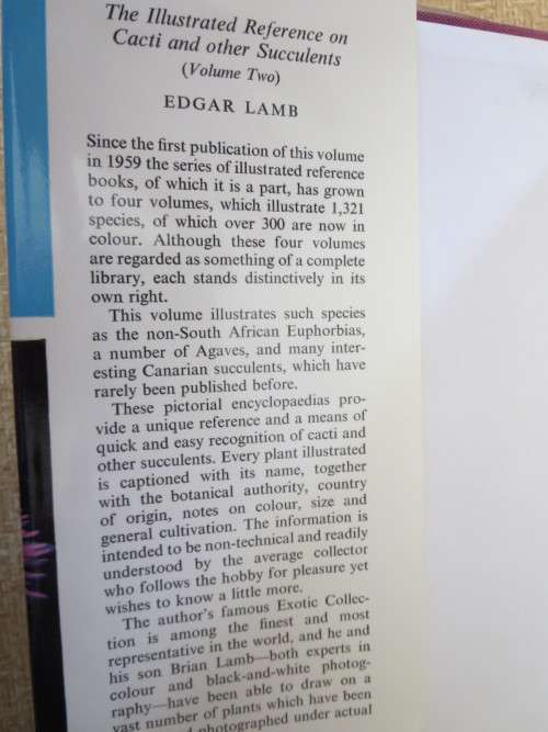 CACTI and OTHER SUCCULENTS VOL TWO  by Edgar Lamb  (Illustrated Reference)