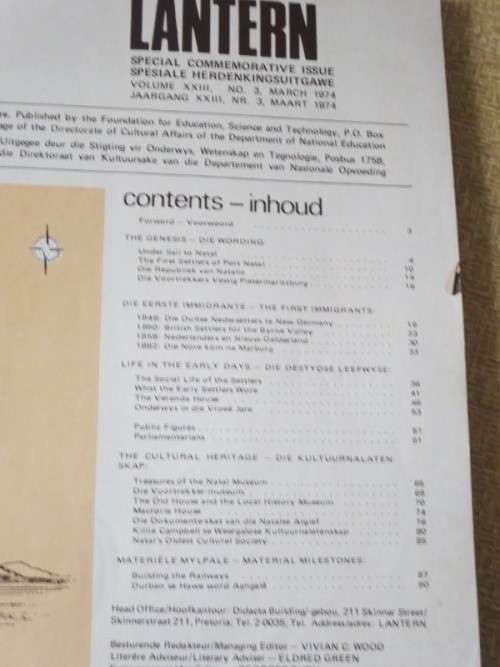 LANTERN MAGAZINE: NATAL 150 (1824 - 1974)  Gedenk-Uitgawe/Commemorative Issue