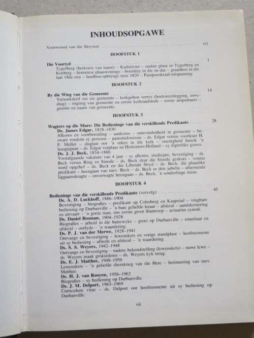 MEETSNOERE IN LIEFLIKE PLEKKE  deur A.P. Smit  N.G. Gemeente Durbanville 1826 - 1976