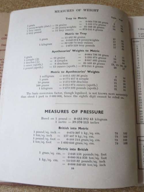 WARNE`S METRIC CONVERSION TABLES  A quick and efficient system of converting