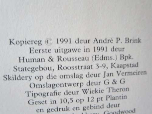 DIE KREEF RAAK GEWOOND DAARAAN  deur André P. Brink  (ROMAN)