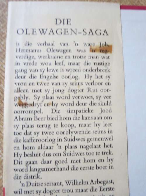 DIE OLEWAGEN-SAGA  deur Hans Grimm  Vertaling: D. van Niekerk