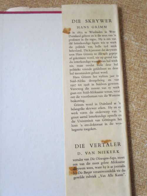 DIE OLEWAGEN-SAGA  deur Hans Grimm  Vertaling: D. van Niekerk