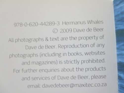 HERMANUS WHALES  Photography: Dave de Beer  (SIGNED)
