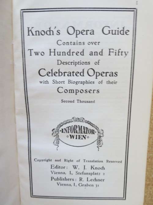 KNOCH`S OPERA GUIDE