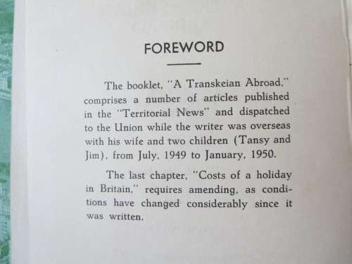 A TRANSKEIAN  ABROAD  A series of Sketches  by W. H. Hutcheson  (SIGNED)
