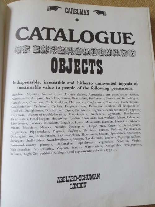CARELMAN CATALOGUE OF EXTRAORDINARY OBJECTS