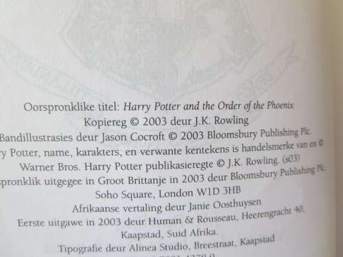 HARRY POTTER EN DIE ORDE VAN DIE FENIKS  deur J.K. Rowling