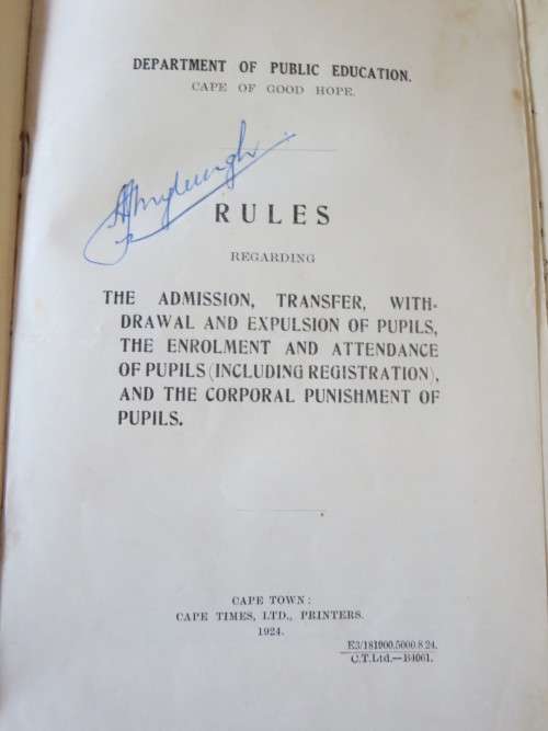 EDUCATION ORDINANCES OF THE PROVINCE OF THE CAPE OF GOOD HOPE 1935