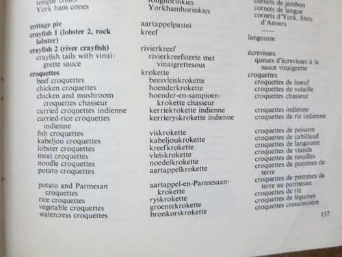 FEDHASA Spyskaartwoordeboek / Menu Dictionary  French-Eng-Afr, Eng-Afr-French, Afr-Eng-French