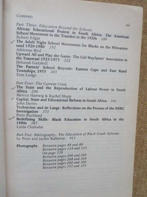 APARTHEID AND EDUCATION  The Education of Black South Africans  by Peter Kallaway