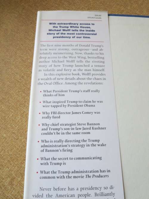 FIRE AND FURY  Inside the Trump White House  by Michael Wolff