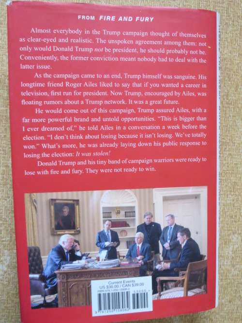 FIRE AND FURY  Inside the Trump White House  by Michael Wolff