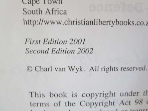 SHOOTING BACK  The Right and Duty of Self-Defence  by Charl van Wyk  (SIGNED)