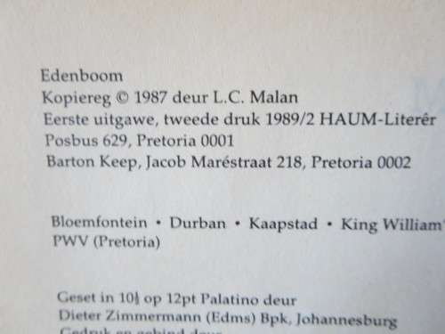EDENBOOM  deur Lucal Malan  (Gedigte)