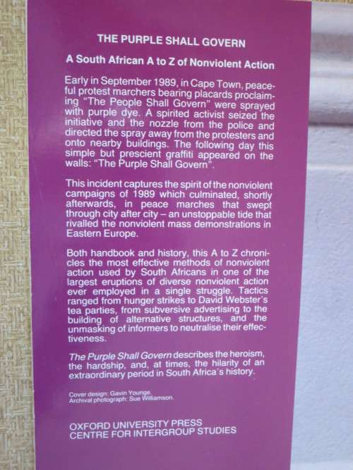 THE PURPLE SHALL GOVERN!  by Dene Smuts and Shauna Westcott SA  A to Z of nonviolent action