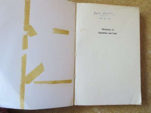DICTIONARY OF QUANTITIES AND UNITS  by J. V. Drazil