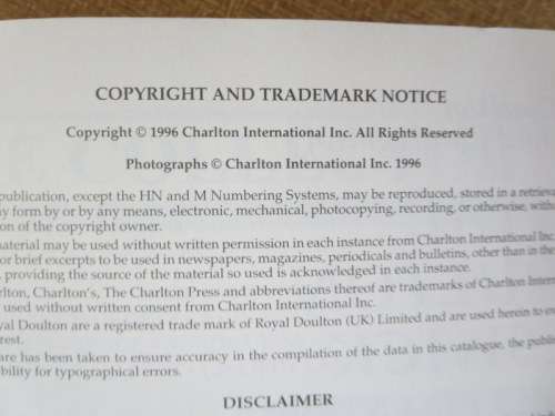 CHARLTON STANDARD CATALOGUE OF ROYAL DOULTON BESWICK FIGURINES  by Jean Dale  Fift Edition