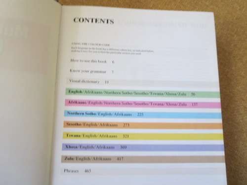MULTI-LANGUAGE DICTIONARY AND PHRASE BOOK  English, Afrikaans,N-Sotho Sesotho, Xhosa, Zulu,Tswana