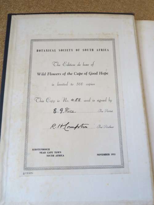 WILD FLOWERS OF THE CAPE OF GOOD HOPE  by Elsie Garret Rice and Robert H. Compton (SIGNED)