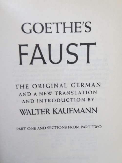 GOETHE`S FAUST  Translated and with an Introduction by Walter Kaufmann