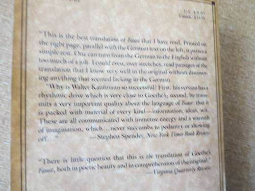 GOETHE`S FAUST  Translated and with an Introduction by Walter Kaufmann