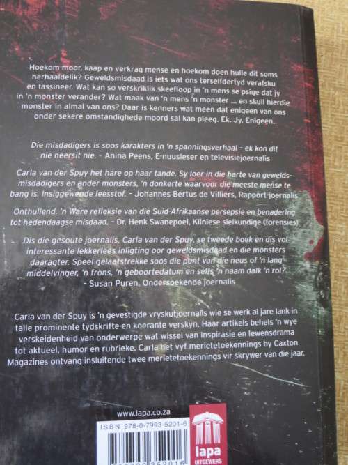 MENS / OF MONSTER  Die psige van `n misdadiger  deur Carla van der Spuy