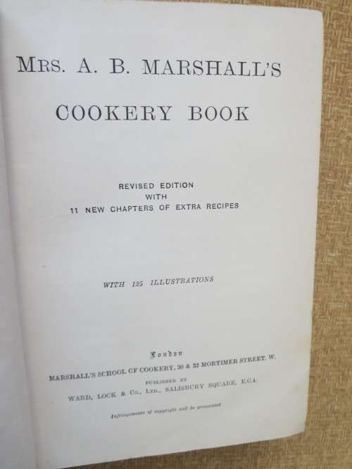 MRS. A.B. MARSHALL`S COOKERY BOOK (Revise Edition)