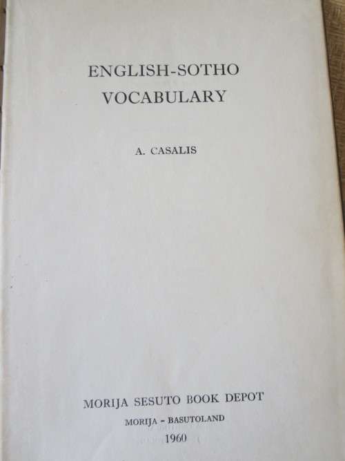 ENGLISH - SOTHO VOCABULARY  by A. Casalis