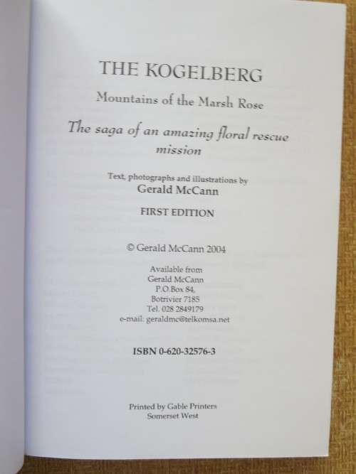 THE KOGELBERG  Mountains of the Marsh Rose  by Gerald McCann  (SIGNED)