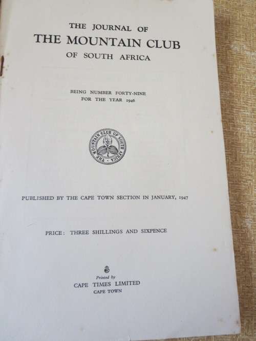 THE JOURNAL OF THE MOUNTAIN CLUB OF SOUTH AFRICA