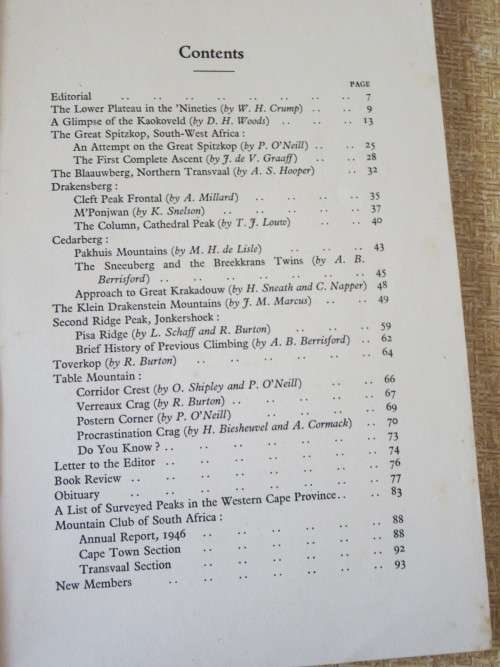 THE JOURNAL OF THE MOUNTAIN CLUB OF SOUTH AFRICA