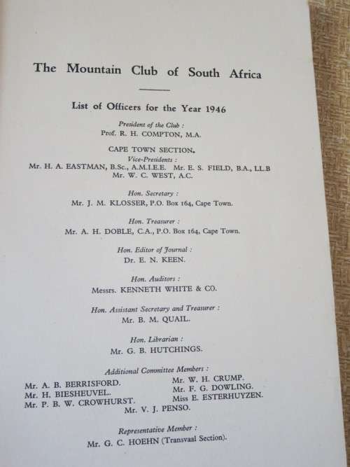 THE JOURNAL OF THE MOUNTAIN CLUB OF SOUTH AFRICA