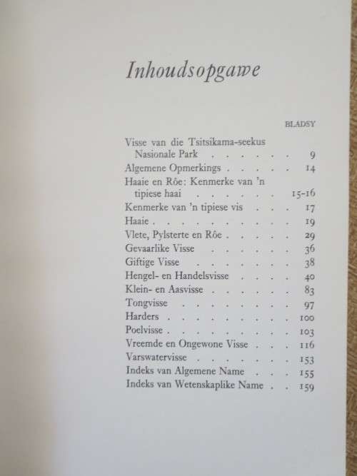 VISSE VAN DIE TSITSIKAMA-SEEKUS NASIONALE PARK  deur prof. J L B Smith en M M Smith