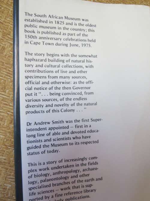 A HISTORY OF THE SOUTH AFRICAN MUSEUM  1825 - 1975  Compiled by R. F. H. Summers
