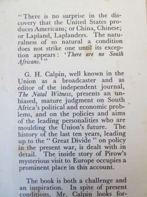 THERE ARE NO SOUTH AFRICANS  by G. H. Calpin